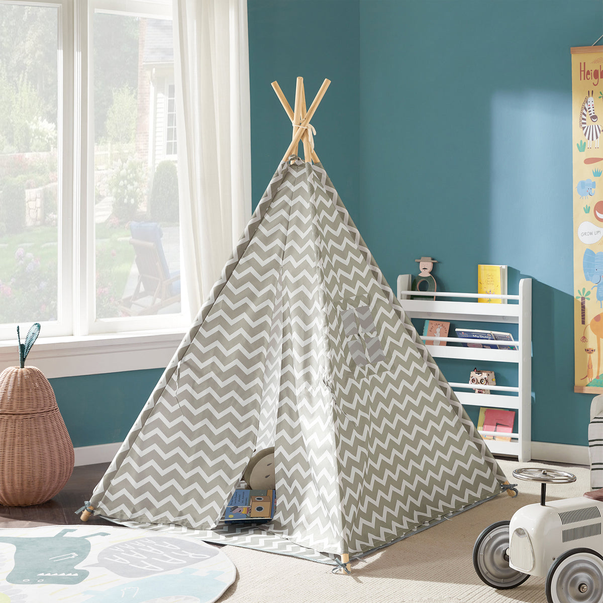 SoBuy OSS03, Children Play Tent Playhouse Kids Teepee Tipi with Floor Mat, White