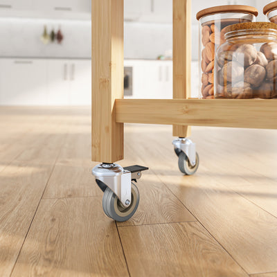 SoBuy FKW135-N, Kitchen Trolley on Wheels with Drawer & Shelves, Rolling Storage Cart with Worktop, Natural, 58x40x86cm