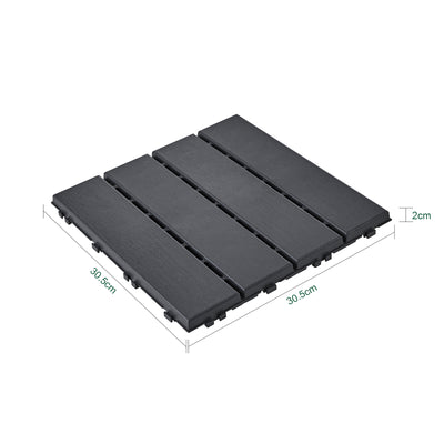 SoBuy SDA15-HG, Decking Tiles Outdoor 35 Pack, Interlocking Decking Boards, Garden Flooring Tiles, Waterproof Non Slip Outdoor Tiles for Balcony Patio Garden, Dark Grey 30.5x30.5x2 cm