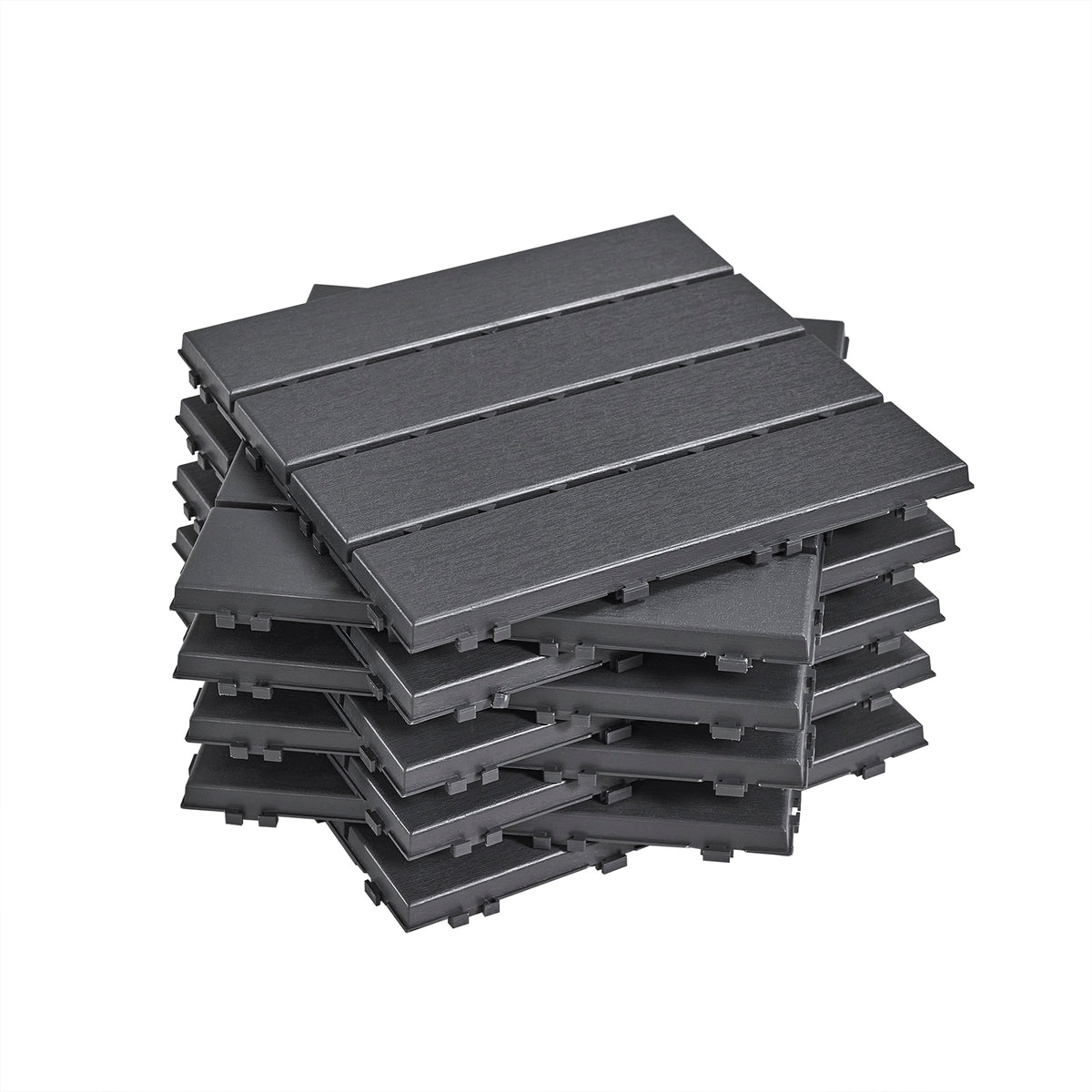 SoBuy SDA15-HG, Decking Tiles Outdoor 35 Pack, Interlocking Decking Boards, Garden Flooring Tiles, Waterproof Non Slip Outdoor Tiles for Balcony Patio Garden, Dark Grey 30.5x30.5x2 cm
