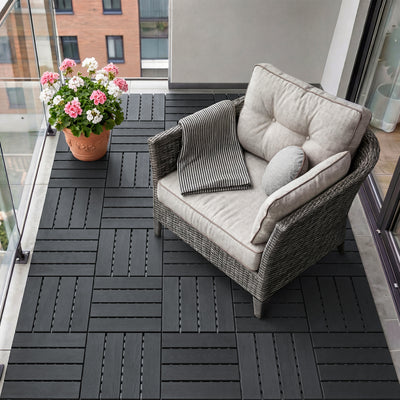 SoBuy SDA15-HG, Decking Tiles Outdoor 35 Pack, Interlocking Decking Boards, Garden Flooring Tiles, Waterproof Non Slip Outdoor Tiles for Balcony Patio Garden, Dark Grey 30.5x30.5x2 cm