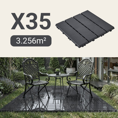SoBuy SDA15-HG, Decking Tiles Outdoor 35 Pack, Interlocking Decking Boards, Garden Flooring Tiles, Waterproof Non Slip Outdoor Tiles for Balcony Patio Garden, Dark Grey 30.5x30.5x2 cm