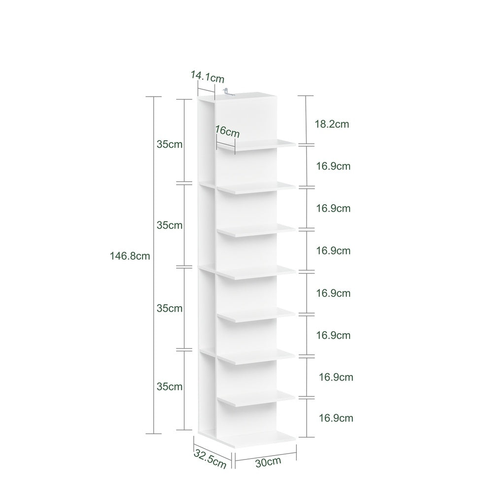 SoBuy STR14-H-W, Tall Narrow Bookcase with 10 Shelves, Slim Storage Rack for Small Spaces, White, 30x32.5x146.8cm - view 3