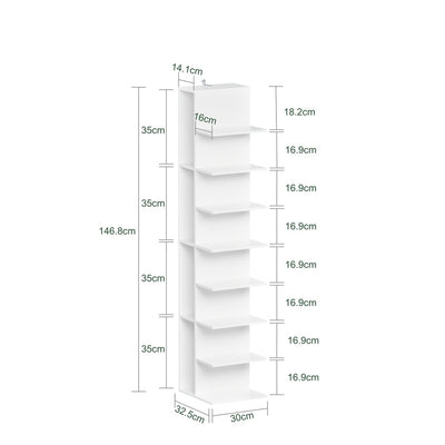 SoBuy STR14-H-W, Tall Narrow Bookcase with 10 Shelves, Slim Storage Rack for Small Spaces, White, 30x32.5x146.8cm - view 3
