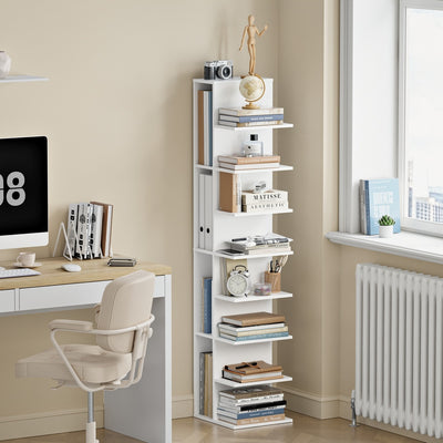 SoBuy STR14-H-W, Tall Narrow Bookcase with 10 Shelves, Slim Storage Rack for Small Spaces, White, 30x32.5x146.8cm - view 2