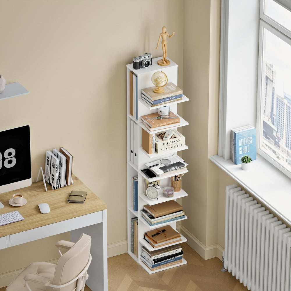 SoBuy STR14-H-W, Tall Narrow Bookcase with 10 Shelves, Slim Storage Rack for Small Spaces, White, 30x32.5x146.8cm - view 11