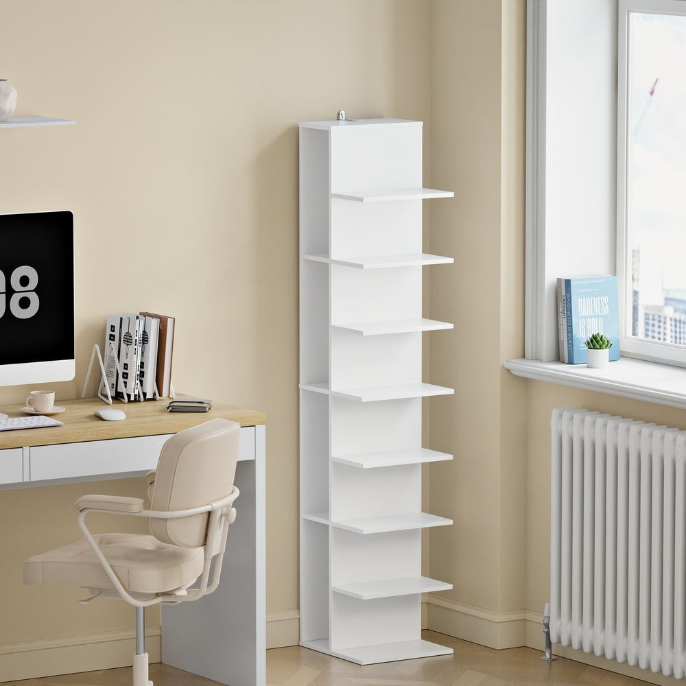 SoBuy STR14-H-W, Tall Narrow Bookcase with 10 Shelves, Slim Storage Rack for Small Spaces, White, 30x32.5x146.8cm - view 12