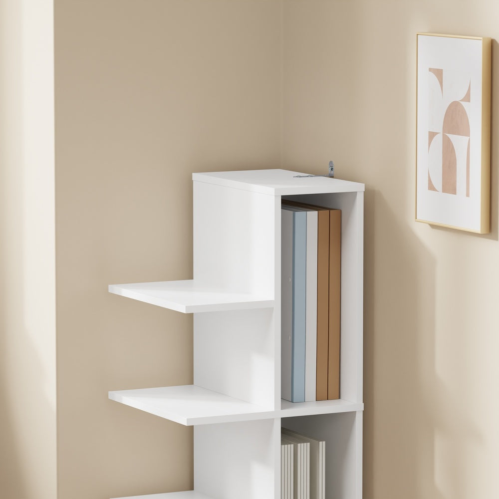 SoBuy STR14-W, 5 Tier White Bookcase, Small Tall Open Bookshelf for Home Office, White, 30x32.5x110.5cm - view 5