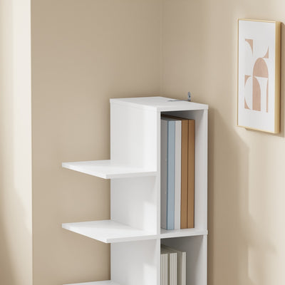 SoBuy STR14-W, 5 Tier White Bookcase, Small Tall Open Bookshelf for Home Office, White, 30x32.5x110.5cm - view 5