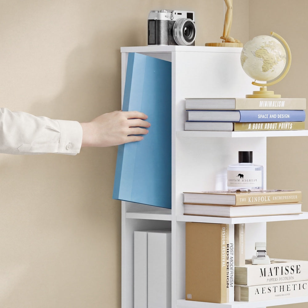 SoBuy STR14-W, 5 Tier White Bookcase, Small Tall Open Bookshelf for Home Office, White, 30x32.5x110.5cm - view 6
