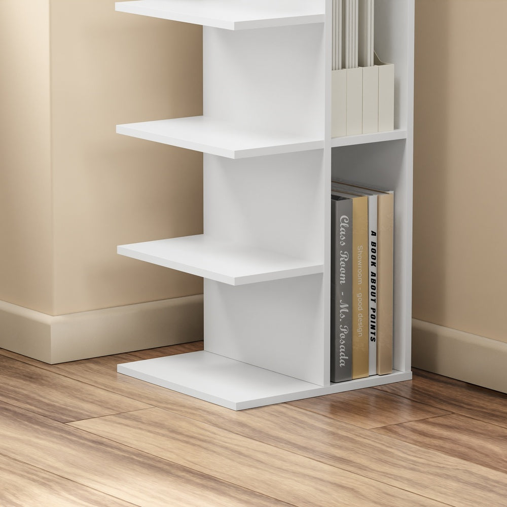 SoBuy STR14-W, 5 Tier White Bookcase, Small Tall Open Bookshelf for Home Office, White, 30x32.5x110.5cm - view 8