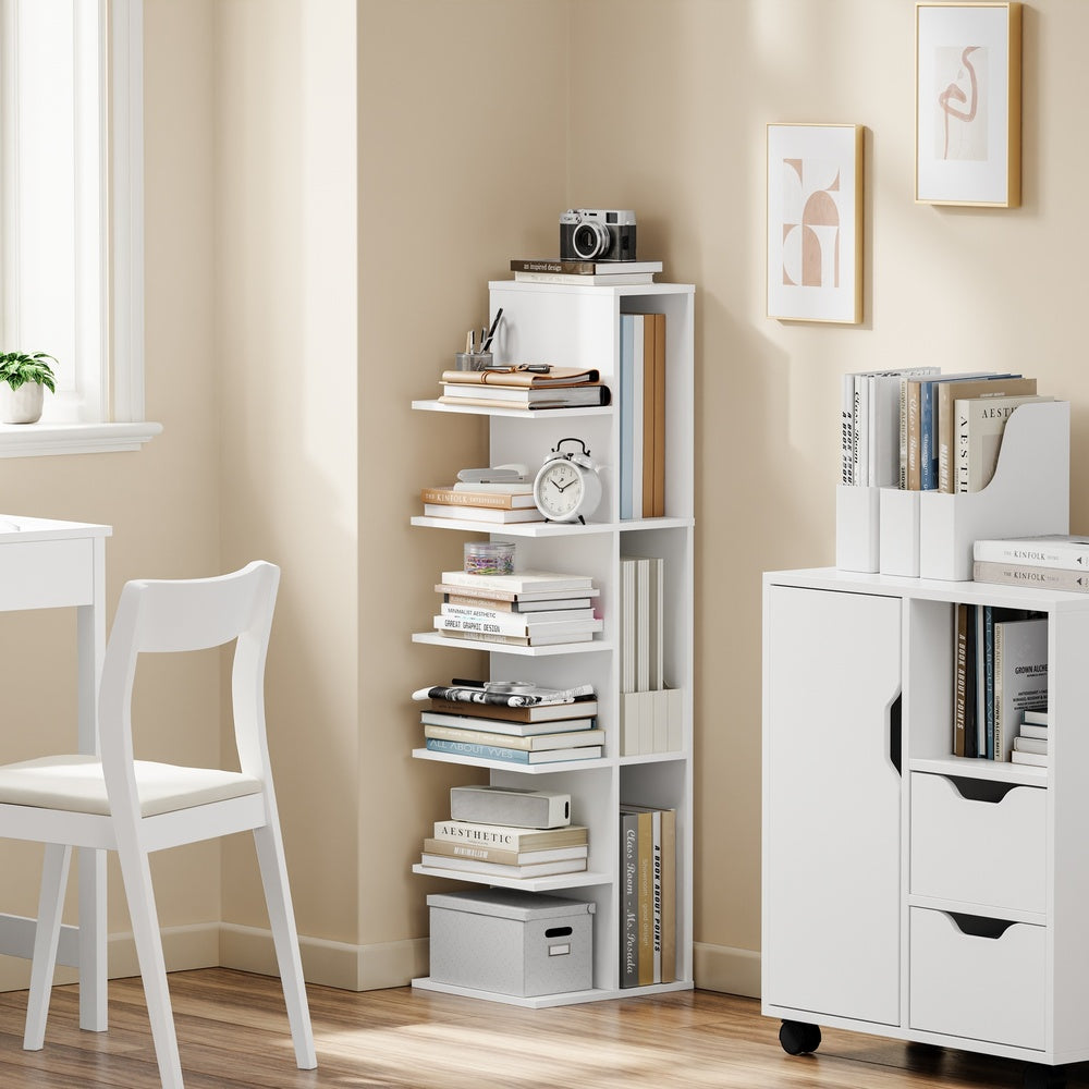 SoBuy STR14-W, 5 Tier White Bookcase, Small Tall Open Bookshelf for Home Office, White, 30x32.5x110.5cm - view 2