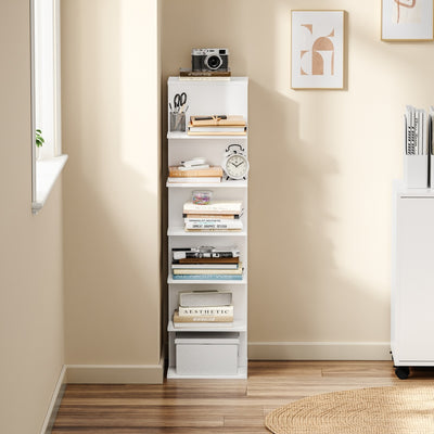 SoBuy STR14-W, 5 Tier White Bookcase, Small Tall Open Bookshelf for Home Office, White, 30x32.5x110.5cm - view 12