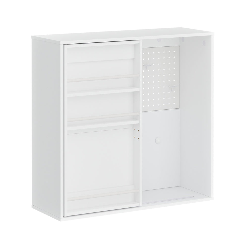 SoBuy STR16-W, Wall Mounted Cabinet with Door & 4 Adjustable Shelves, Pegboard Storage Unit, White, 70x25.1x70.2cm - view 1