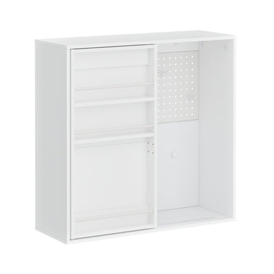 SoBuy STR16-W, Wall Mounted Cabinet with Door & 4 Adjustable Shelves, Pegboard Storage Unit, White, 70x25.1x70.2cm - view 1