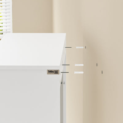 SoBuy STR16-W, Wall Mounted Cabinet with Door & 4 Adjustable Shelves, Pegboard Storage Unit, White, 70x25.1x70.2cm - view 4