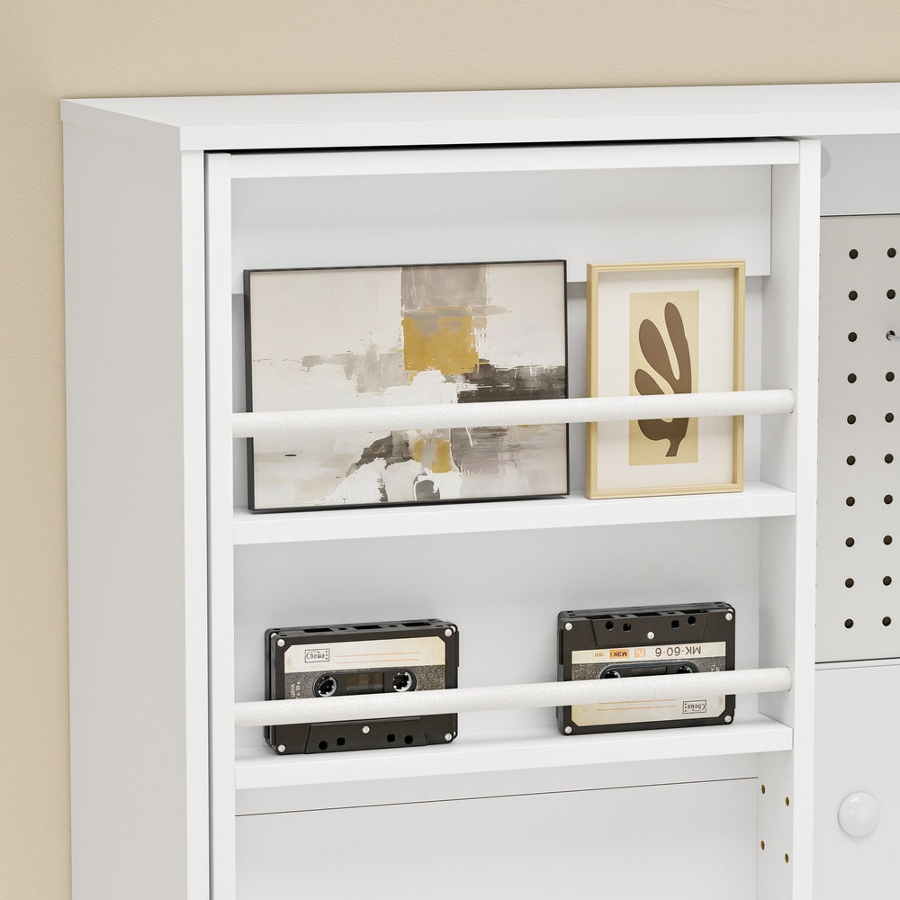 SoBuy STR16-W, Wall Mounted Cabinet with Door & 4 Adjustable Shelves, Pegboard Storage Unit, White, 70x25.1x70.2cm - view 5