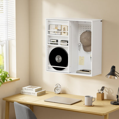SoBuy STR16-W, Wall Mounted Cabinet with Door & 4 Adjustable Shelves, Pegboard Storage Unit, White, 70x25.1x70.2cm - view 2