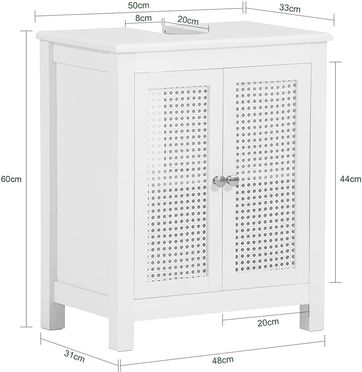 SoBuy BZR35-W, Under Sink Cabinet Bathroom Vanity Unit Bathroom Storage Cabinet with Doors, White