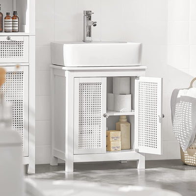 SoBuy BZR35-W, Under Sink Cabinet Bathroom Vanity Unit Bathroom Storage Cabinet with Doors, White