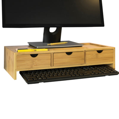 Pre-sale SoBuy BBF03-N, Bamboo Monitor Stand Computer Screen Monitor Riser Desk Organizer, Wood