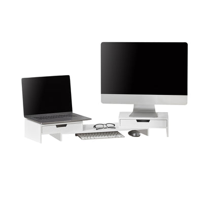 SoBuy BBF04-W, 2 Drawers Computer Screen Monitor Stand Desk Organizer, White