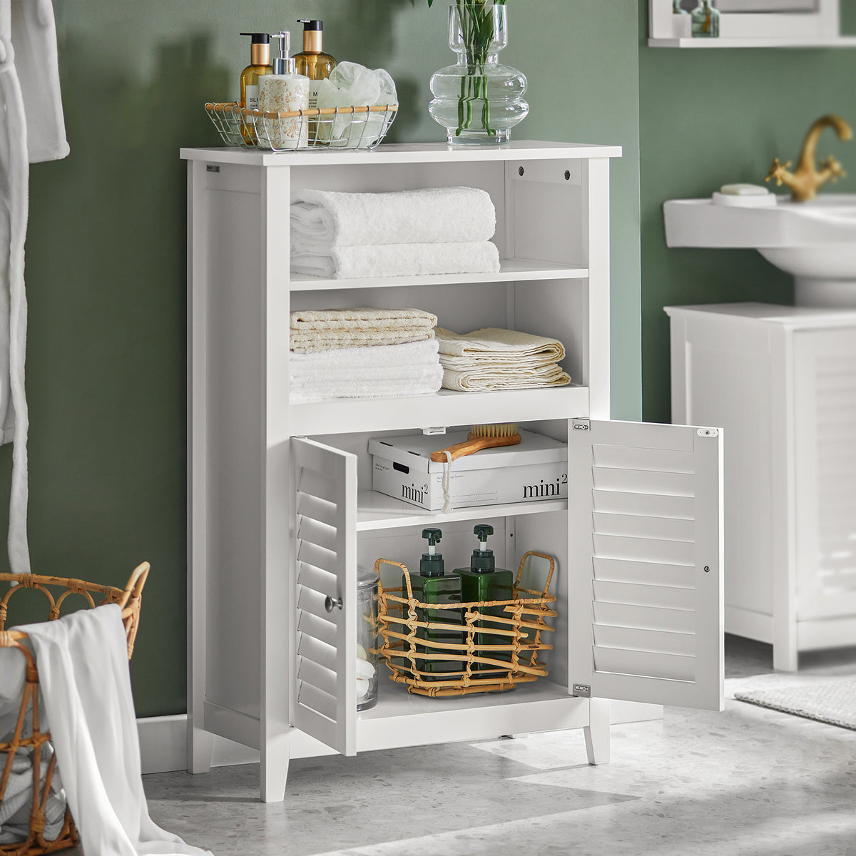 SoBuy BZR13-W, Bathroom Cabinet Bathroom Shelf Bathroom Storage Cabinet Unit, White