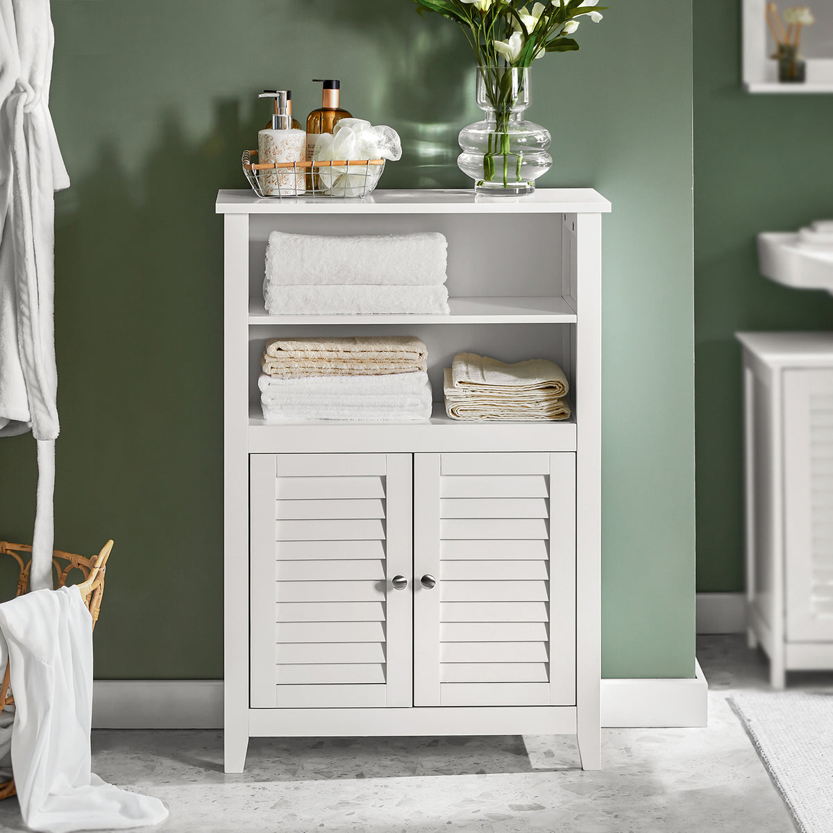 SoBuy BZR13-W, Bathroom Cabinet Bathroom Shelf Bathroom Storage Cabinet Unit, White