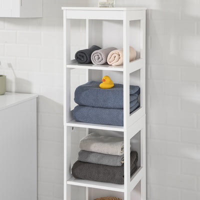SoBuy BZR14-W, White 5 Tiers Bathroom Shelf Bathroom Storage Shelf Cabinet Unit, White