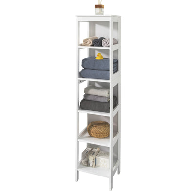 SoBuy BZR14-W, White 5 Tiers Bathroom Shelf Bathroom Storage Shelf Cabinet Unit, White