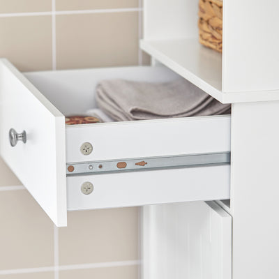 SoBuy BZR17-W, Bathroom Storage Cabinet Unit with 3 Shelves 1 Drawer 1 Cabinet, White
