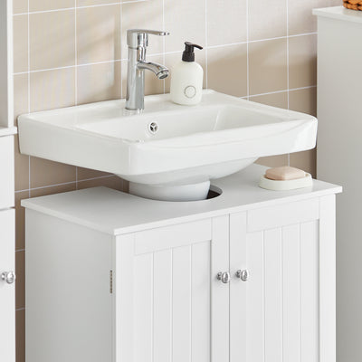 SoBuy BZR18-II-W, Under Sink Cabinet Bathroom Vanity Unit, Suitable for Pedestal Sinks, White