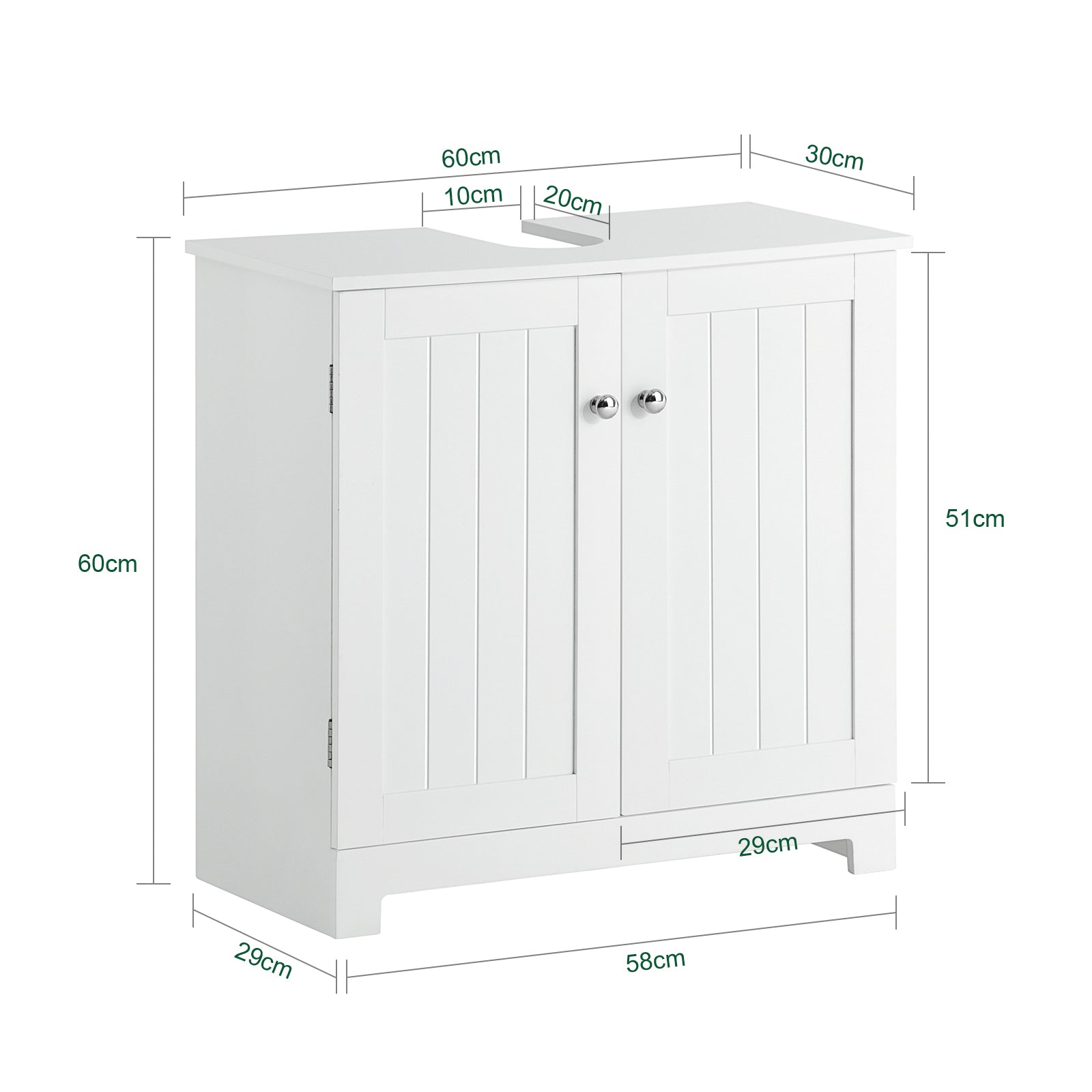 SoBuy BZR18W, White Under Sink Bathroom Storage with Doors