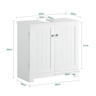 SoBuy BZR18-W, White Under Sink Bathroom Storage Cabinet with Doors, White