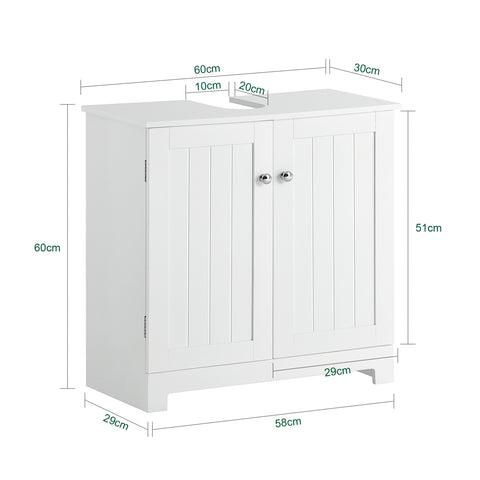 SoBuy BZR18-W, White Under Sink Bathroom Storage Cabinet with Doors