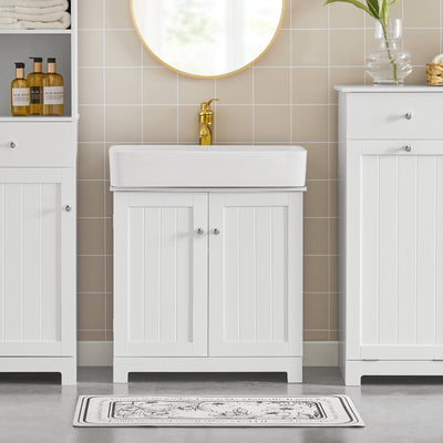 SoBuy BZR18-W, White Under Sink Bathroom Storage Cabinet with Doors, White