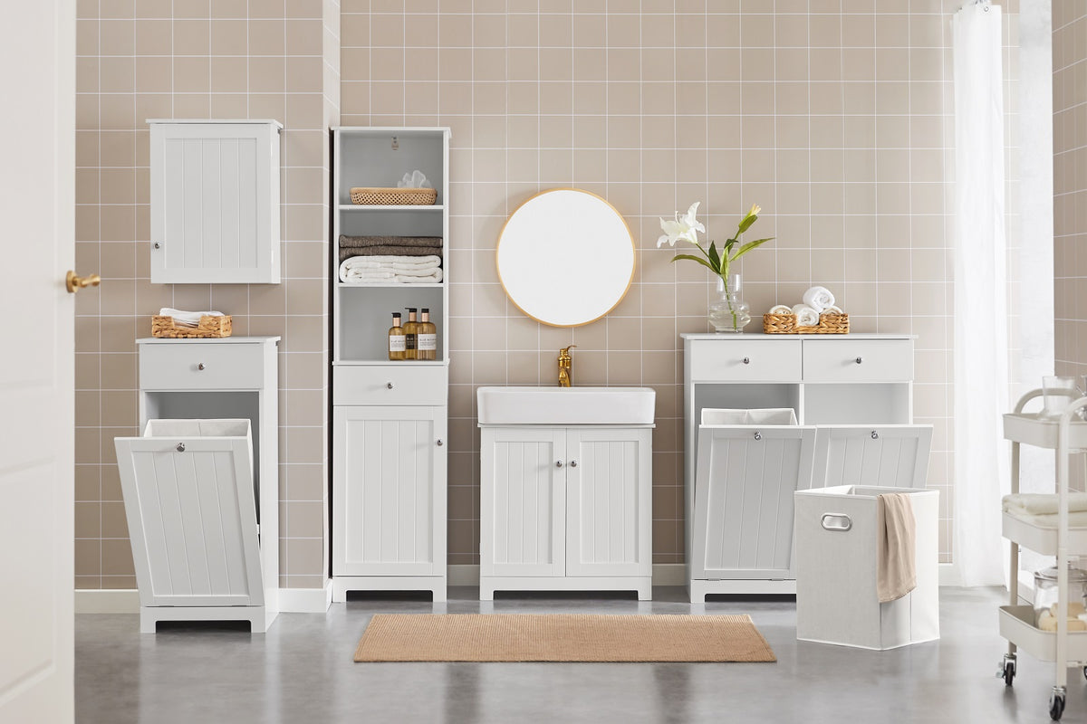 SoBuy BZR18-W, White Under Sink Bathroom Storage Cabinet with Doors, White