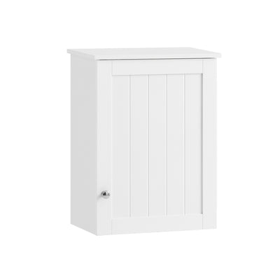 SoBuy BZR19-W white wall mounted bathroom cabinet with door – white background full view