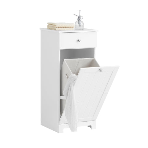 SoBuy BZR21-W, Bathroom Laundry Basket Bathroom Storage Cabinet Unit with Drawer