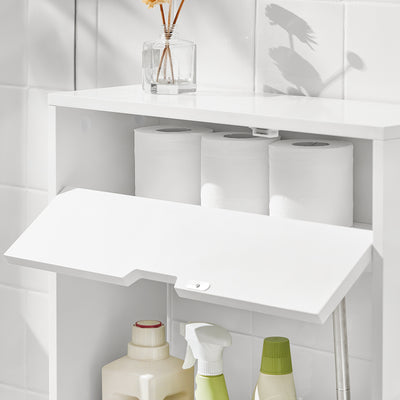 SoBuy BZR48-W, Bathroom Toilet Paper Roll Holder, Narrow Shelf Storage Cabinet, White