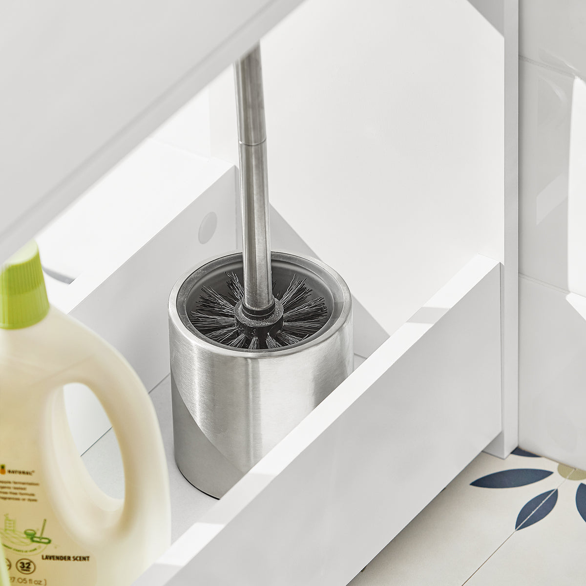 SoBuy BZR48-W, Bathroom Toilet Paper Roll Holder, Narrow Shelf Storage Cabinet, White