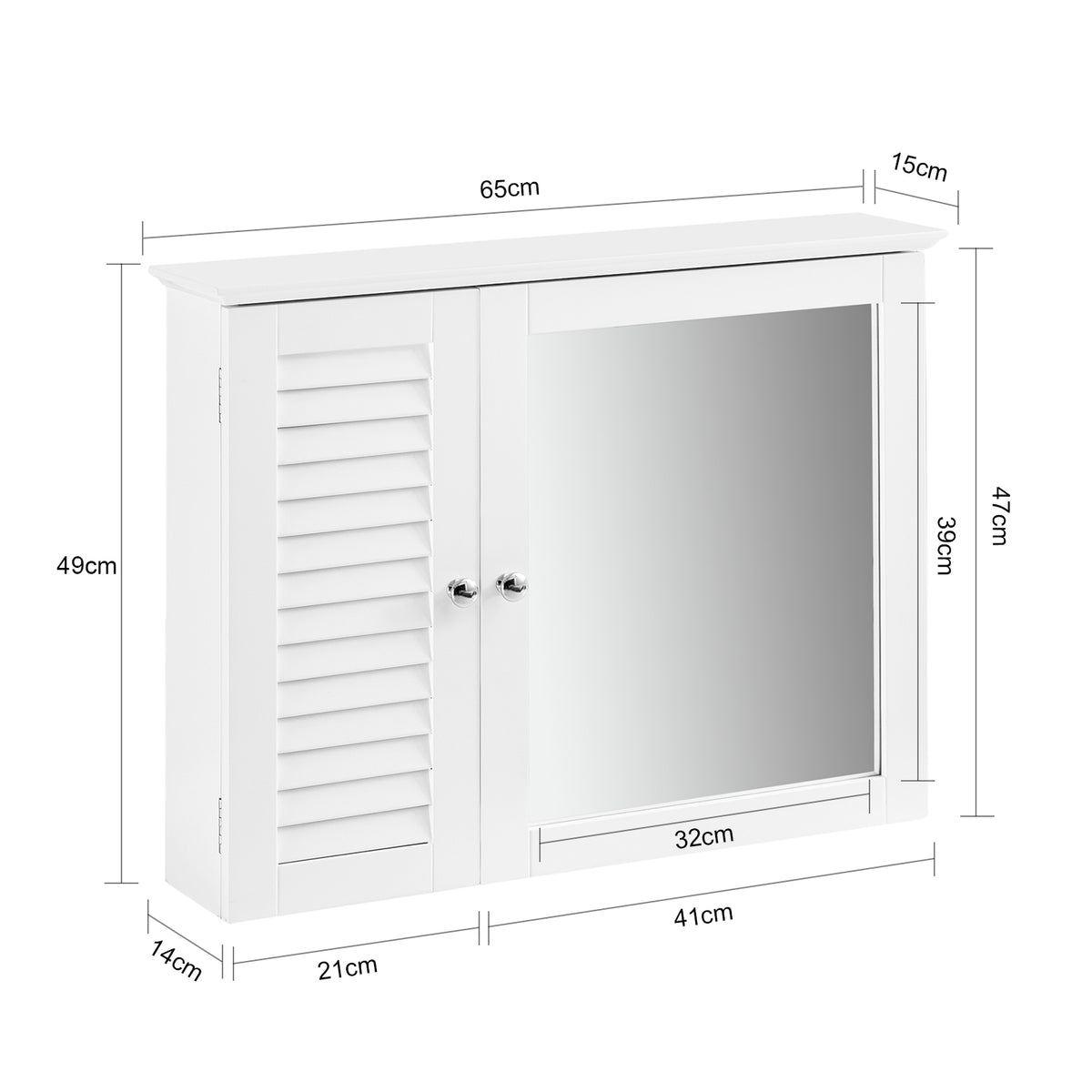 SoBuy BZR55-W, Bathroom Wall Mirror Cabinet, Mirrored Storage Cabinet Unit, White