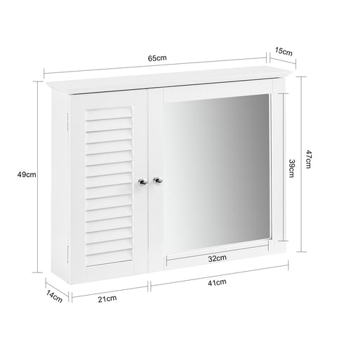 SoBuy BZR55-W, Bathroom Wall Mirror Cabinet, Mirrored Storage Cabinet Unit