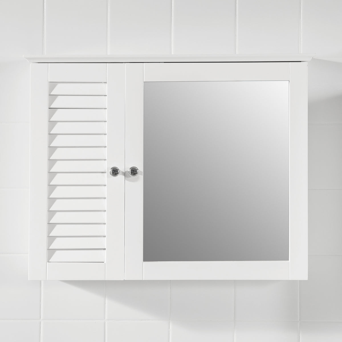 SoBuy BZR55-W, Bathroom Wall Mirror Cabinet, Mirrored Storage Cabinet Unit, White