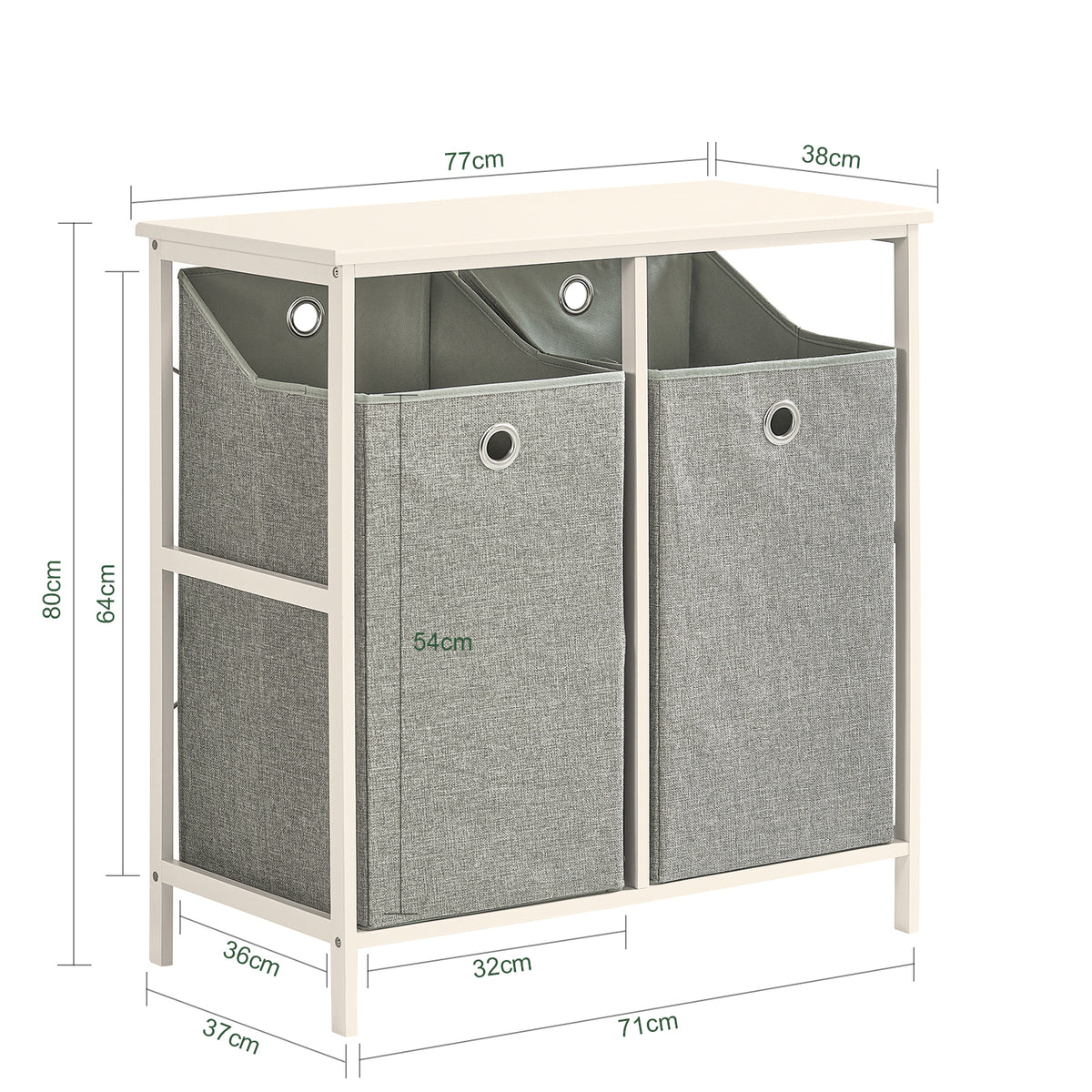 SoBuy BZR57-W, Bathroom Storage Laundry Cabinet with 2 Removable Laundry Baskets, White