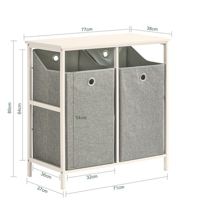 SoBuy BZR57-W, Bathroom Storage Laundry Cabinet with 2 Removable Laundry Baskets, White