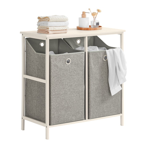SoBuy BZR57-W, Bathroom Storage Laundry Cabinet with 2 Removable Laundry Baskets