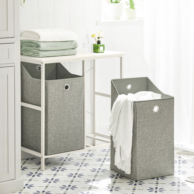 SoBuy BZR57-W, Bathroom Storage Laundry Cabinet with 2 Removable Laundry Baskets, White