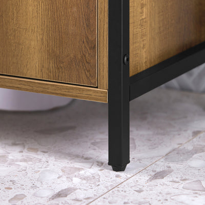 SoBuy BZR63-II-PF, Under Sink Bathroom Cabinet Slim Bathroom Storage Unit with 2 Doors & Shelf, Freestanding Bathroom Sink Cabinet for Small Bathrooms & Guest Toilets 60x60x30 cm