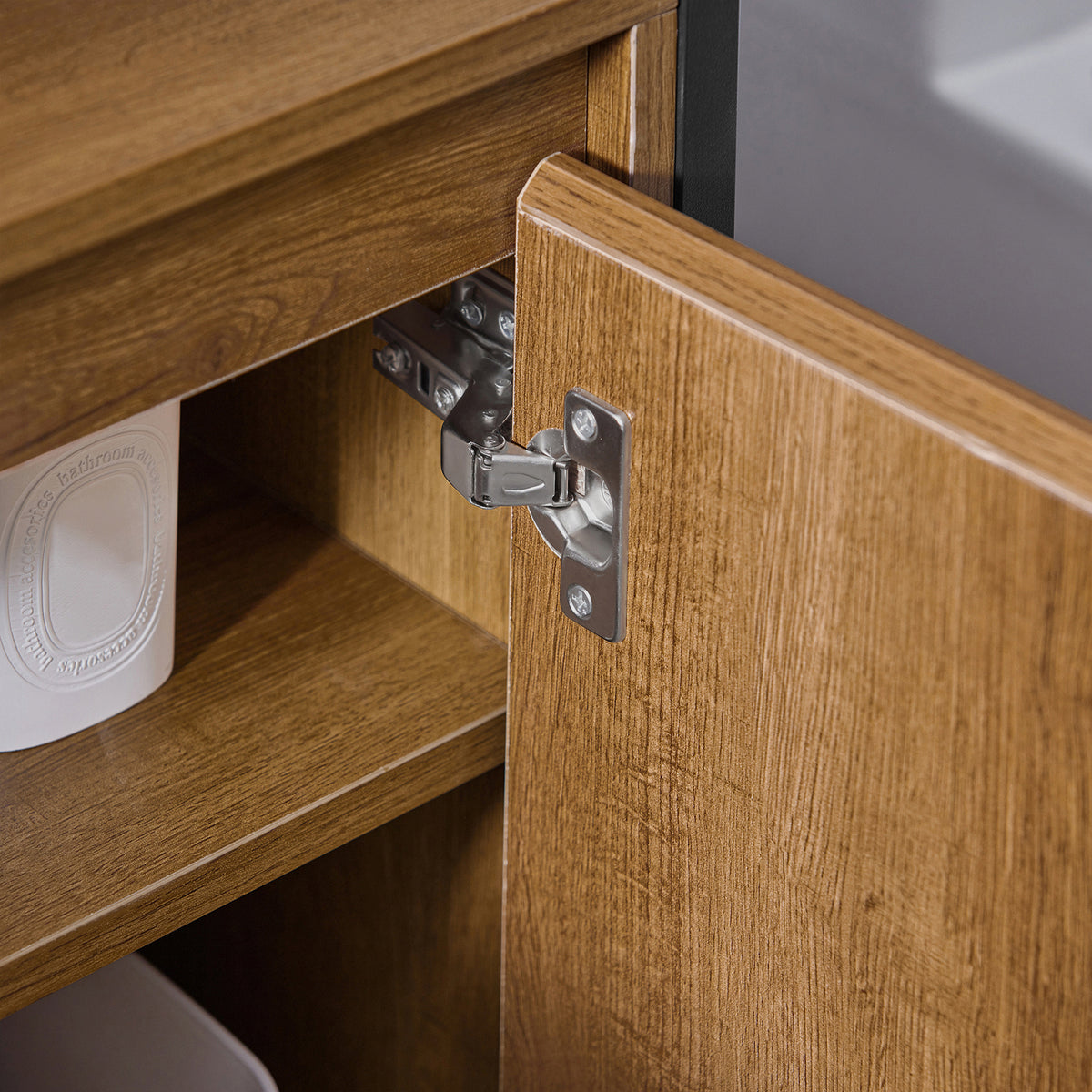 SoBuy BZR63-II-PF, Under Sink Bathroom Cabinet Slim Bathroom Storage Unit with 2 Doors & Shelf, Freestanding Bathroom Sink Cabinet for Small Bathrooms & Guest Toilets 60x60x30 cm